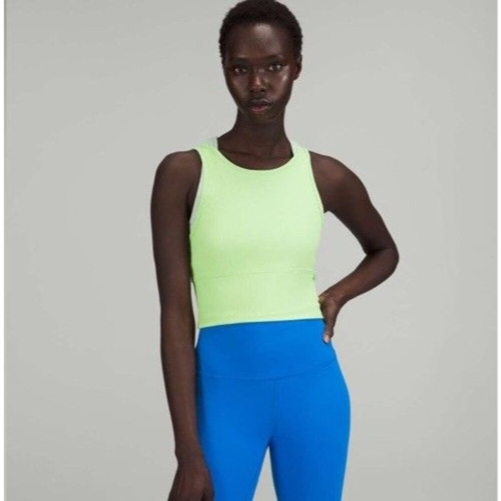 Lululemon Size 6 Power Pivot Ribbed Tank Top Green